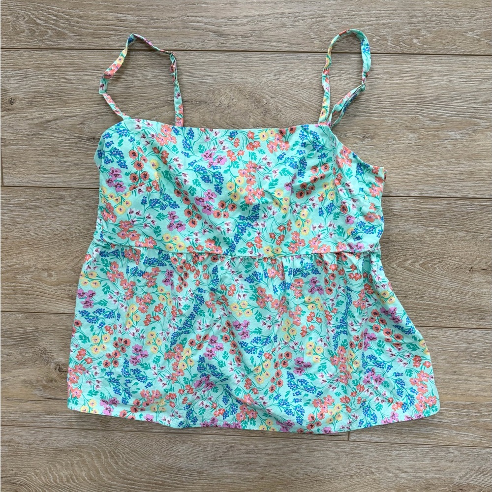 J. Crew Floral Peplum Camisole Top Colorful garden print Women Sz 12 Spring - Picture 4 of 9